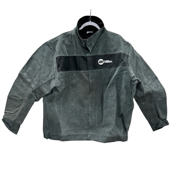 Miller Gray Black Split Leather FR PPE Industrial Welding Jacket 3XL - Picture 1 of 16
